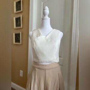 NWT- White scalloped crop top